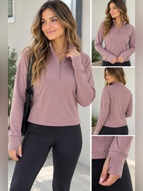 Apana Active Quarter-Zip Pullover - Mauve/Dusty Rose - Size S